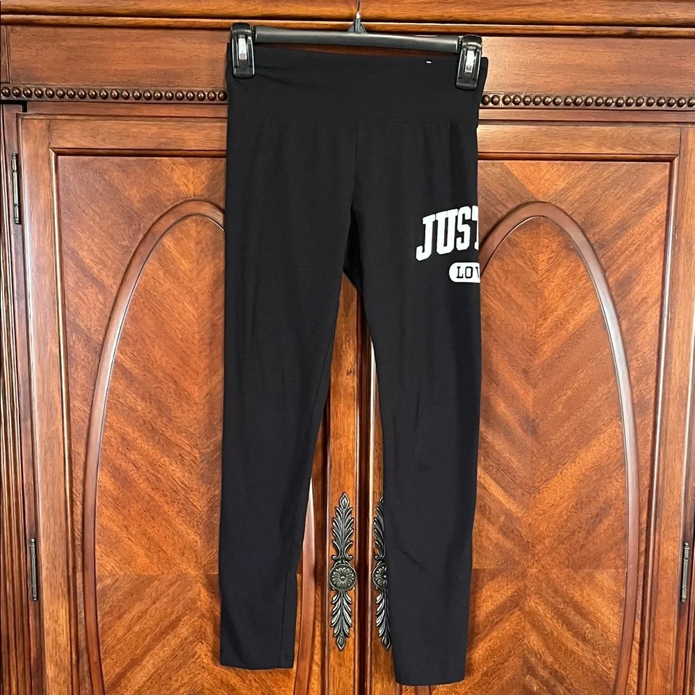 Justice Black Logo Kids Leggings